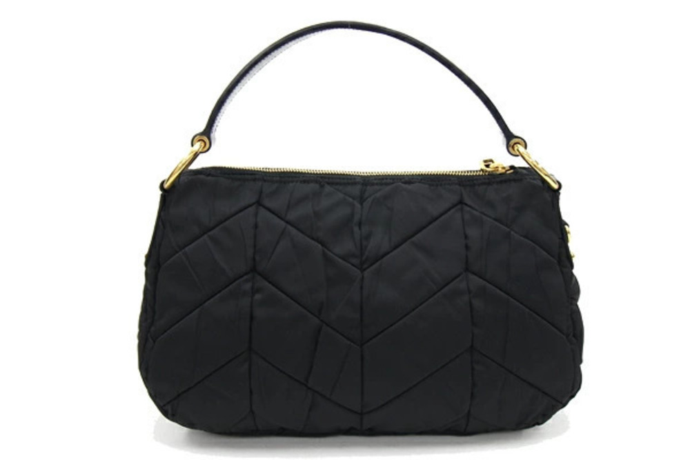 Prada shoulder bag finish black quilted handbag Black